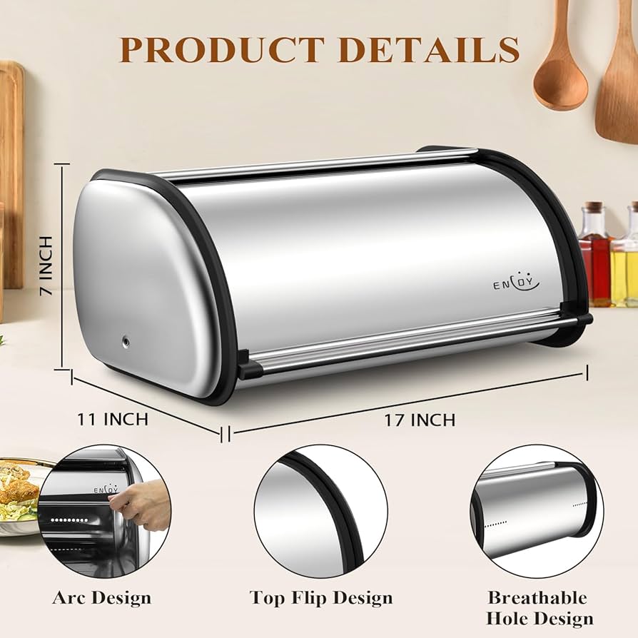 Amazon.com: ENLOY Bread Box for Kitchen Counter, Stainless